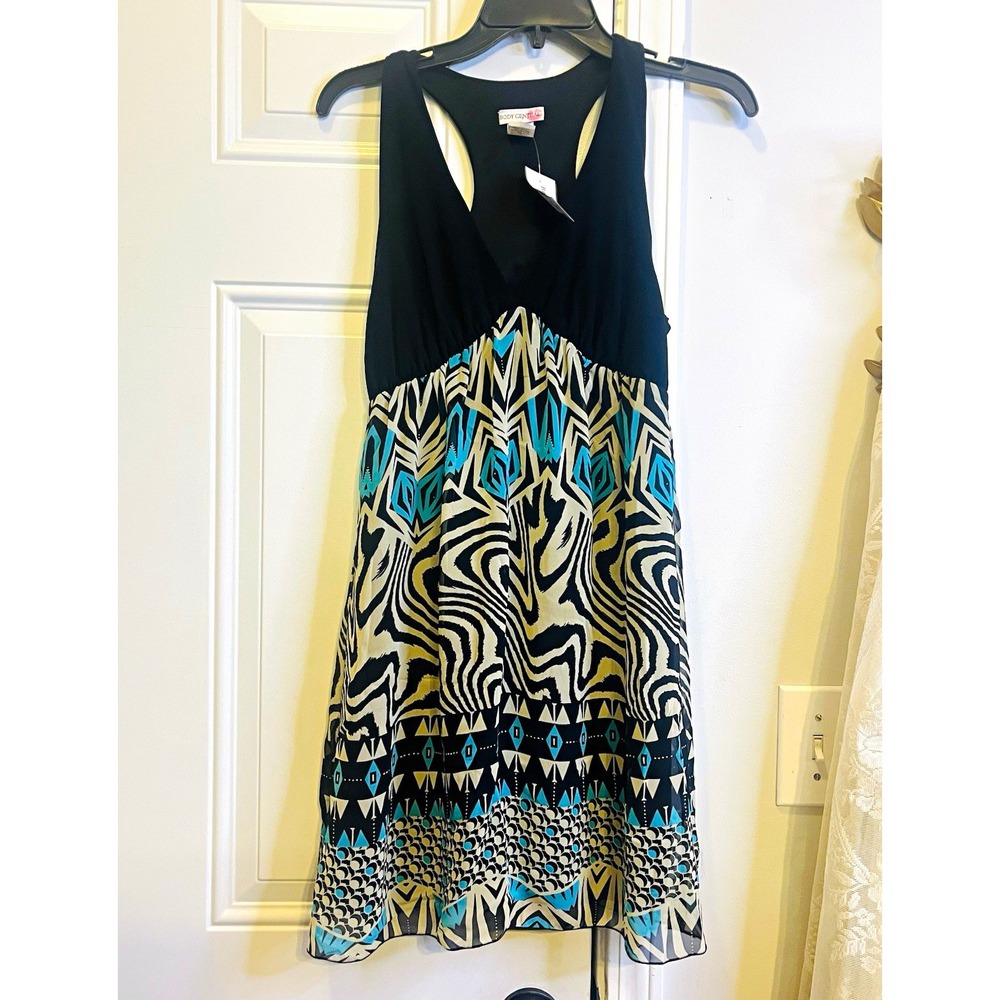 NWT VTG Body Central Y2K racerback empire waist mini dress Black Blue Festival